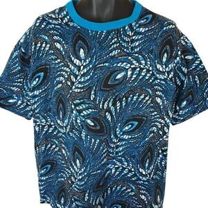Surfer T Shirt Mens Size XL Vintage 80s 90s All Over Print Peacock Made In USA